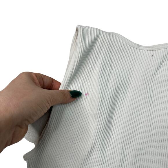 Dynamic Atomic View Cropped Tank Deep V-Neck Ribbed White Womens OS One Size - Picture 5 of 7